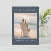 Romantisches Navy-Strandfoto Dankeskarte (Stehend Vorderseite)