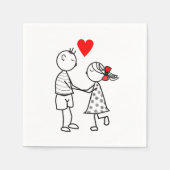 Romantisches Niedliches Couple Napkins Serviette (Vorderseite)