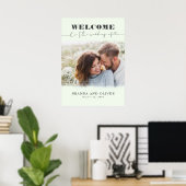 Romantisches Niedliches Foto Hochzeit Begrüßungsze Poster (Heimbüro)