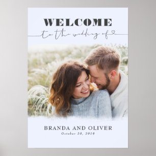 Romantisches Niedliches Foto Hochzeit Begrüßungsze Poster