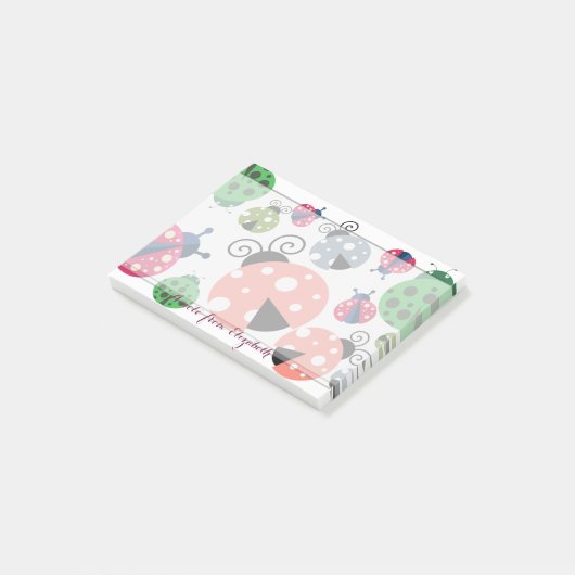 Romantisches Niedliches, stilvolles "Ladybugs" Post-it Klebezettel (angewinkelt)