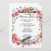 Romantisches Oleander Bird Pink Brautparty Einladung (Vorne/Hinten)