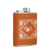 Romantisches Orangefarbenes Shabby Chic Wedding Fl Flachmann (Rechts)