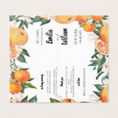 Romantisches Orangen-Hochzeitsprogramm (Außenseite Aufgefaltet)