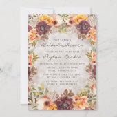 Romantisches Orangenrost Herbst Brautparty Einladung (Vorderseite)