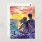 Romantisches Paar am Strand Postkarte (Vorne/Hinten)