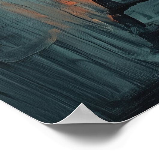 Romantisches Paar auf Dock mit Laternenglühen Poster (Ecke)