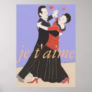 Romantisches Paar beim Ballsaal-Tanz in Farbe Poster