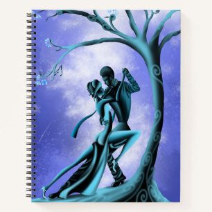 Romantisches Paar beim Tango Blue Notizblock
