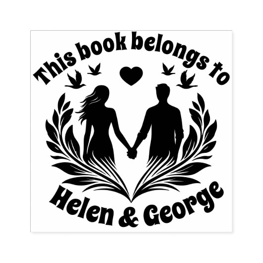 Romantisches Paar Custom Ex Libris Briefmarke mit Gummistempel (Prägung)