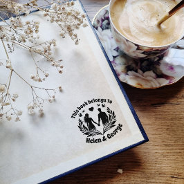 Romantisches Paar Custom Ex Libris Briefmarke mit  Gummistempel