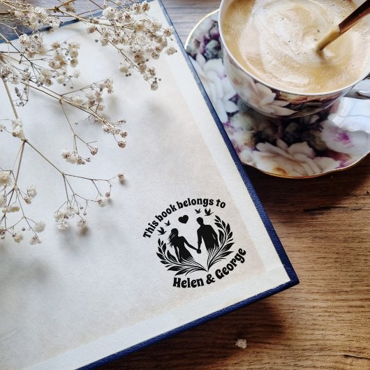 Romantisches Paar Custom Ex Libris Briefmarke mit Gummistempel