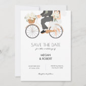 Romantisches Paar fährt Fahrrad Hochzeit Save The Date (Vorderseite)