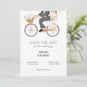 Romantisches Paar fährt Fahrrad Hochzeit Save The Date (Stehend Vorderseite)