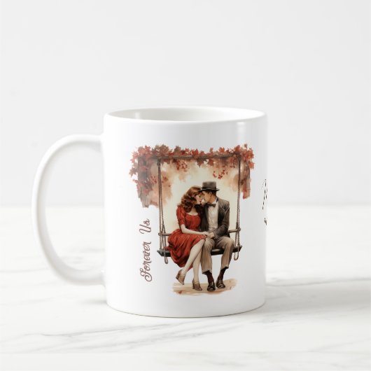 Romantisches Paar Forever Us Valentinstag Tasse (Links)