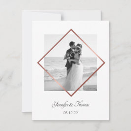 Romantisches Paar Foto Rose Goldrahmen minimalisti Feiertagskarte