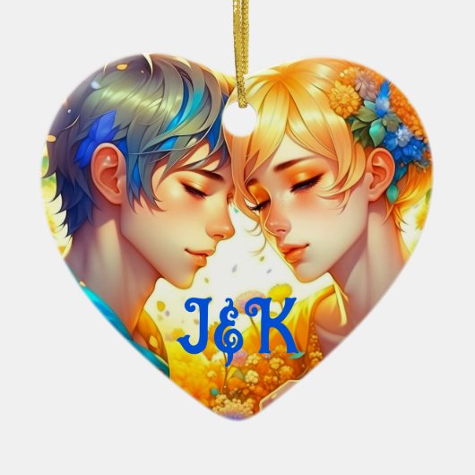 Romantisches Paar-Geschenk | Personalisierte Zeit Keramik Ornament (Vorne)