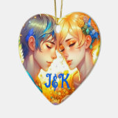 Romantisches Paar-Geschenk | Personalisierte Zeit Keramik Ornament (Links)