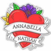 Romantisches Paar-Geschenk | Tattoo Style Art Aufkleber (Vorderseite)