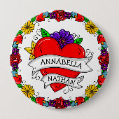 Romantisches Paar-Geschenk | Tattoo Style Art Button (Vorderseite)