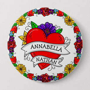 Romantisches Paar-Geschenk   Tattoo Style Art Button