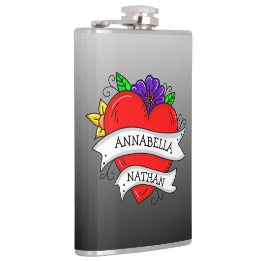 Romantisches Paar-Geschenk | Tattoo Style Art Flachmann (Rechts)