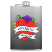 Romantisches Paar-Geschenk | Tattoo Style Art Flachmann (Vorderseite)