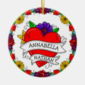 Romantisches Paar-Geschenk | Tattoo Style Art Keramik Ornament (Vorne)