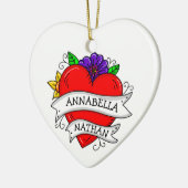 Romantisches Paar-Geschenk | Tattoo Style Art Keramik Ornament (Links)