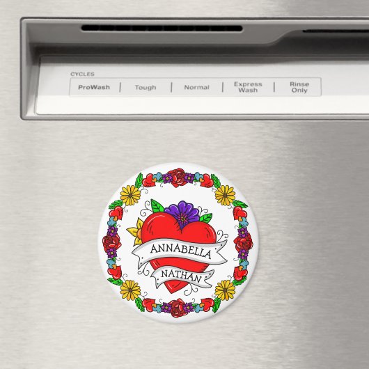 Romantisches Paar-Geschenk | Tattoo Style Art Magnet (In Situ (Geschirrspüler))