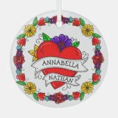 Romantisches Paar-Geschenk | Tattoo Style Art Ornament Aus Glas (Vorderseite)