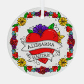 Romantisches Paar-Geschenk | Tattoo Style Art Ornament Aus Glas (Rückseite)