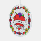 Romantisches Paar-Geschenk | Tattoo Style Art Ornament Aus Glas (Vorderseite links)