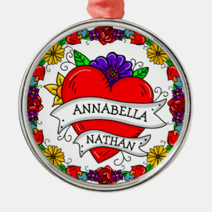 Romantisches Paar-Geschenk   Tattoo Style Art Ornament Aus Metall