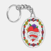 Romantisches Paar-Geschenk | Tattoo Style Art Schlüsselanhänger (Vorderseite links)