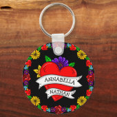 Romantisches Paar-Geschenk | Tattoo Style Art Schlüsselanhänger (Vorderseite)