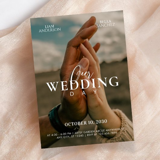 Romantisches Paar Hände Foto Hochzeit Einladung