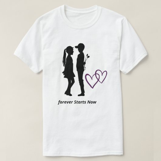 Romantisches Paar Herz T-Shirt (Design vorne)