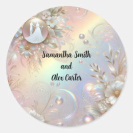 Romantisches Paar Hochzeitsticker Runder Aufkleber