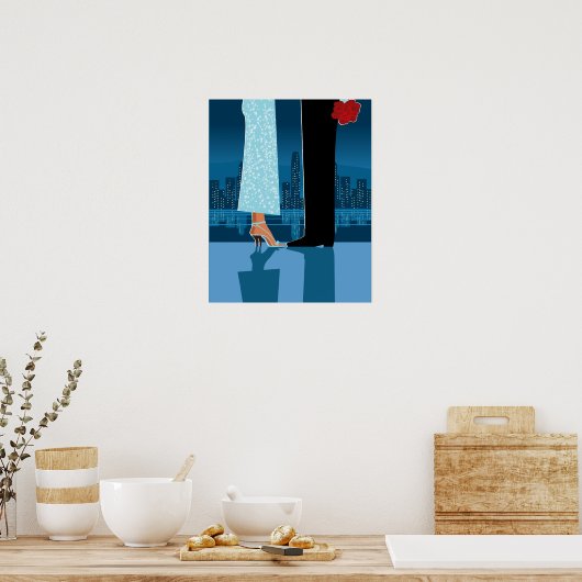 Romantisches Paar in der Stadt Poster (Küche)