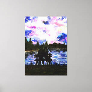 Romantisches Paar in der Sternennacht Leinwand dru