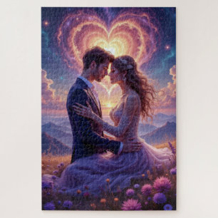 Romantisches Paar in einem magischen Berg Puzzle