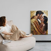 Romantisches Paar in glänzenden Goldtönen ❤️ Leinwanddruck