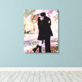 Romantisches Paar in Liebe Küssen im Regen Leinwanddruck (Insitu (Holzboden))