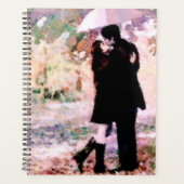 Romantisches Paar in Liebe Küssen im Regen Planer (Vorderseite)