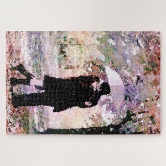 Romantisches Paar in Liebe Küssen im Regen Puzzle (Horizontal)