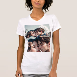 Romantisches Paar küsst auf der Straße T-Shirt