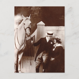 Romantisches Paar mit Graupferd Postkarte