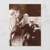 Romantisches Paar mit Graupferd Postkarte (Vorderseite)