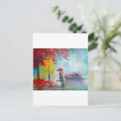 ROMANTISCHES PAAR ROT UMBRELLA POSTKARTE (Stehend Vorderseite)